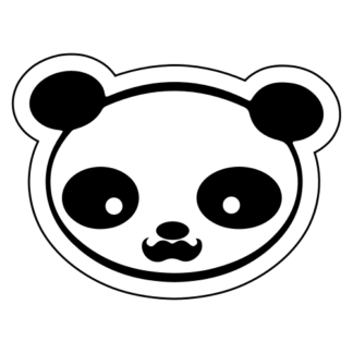 Young Panda Funny Moustache Sticker (Black)